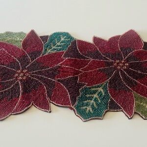 Doma Beaded Floral Table Runner - Red and Green